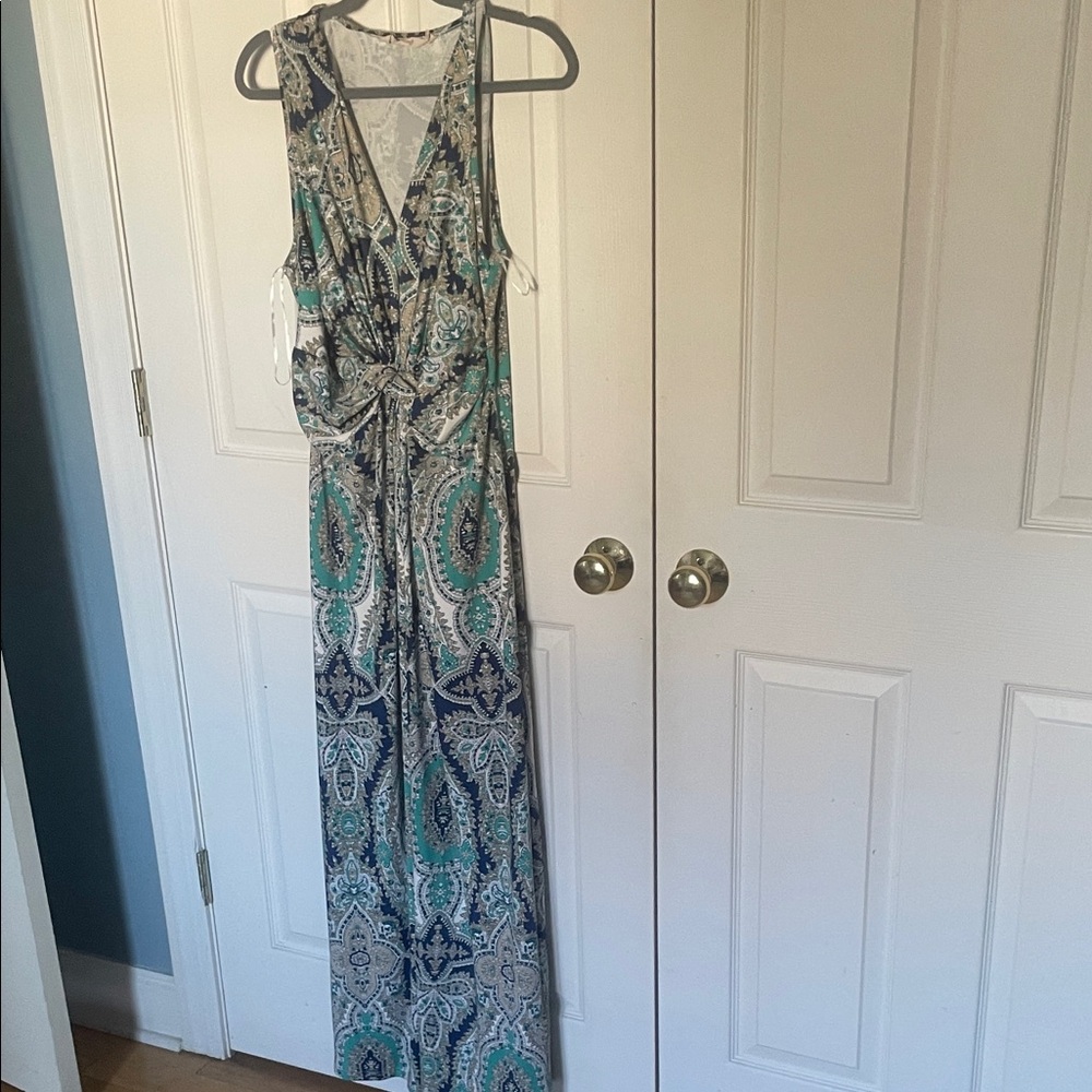 Soft Surroundings Blue and Green Paisley Maxi Dress size large